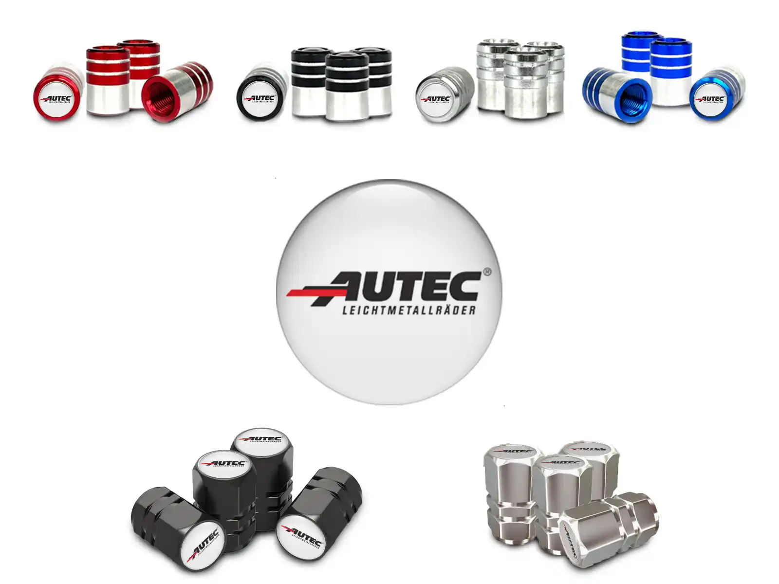 Autec Ventilkappen für Auto Metallischer Stil